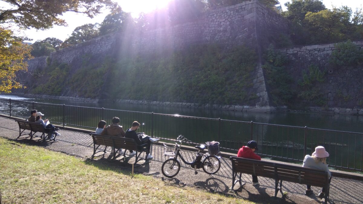 Bench by the Moat in Front of the Castle Tower