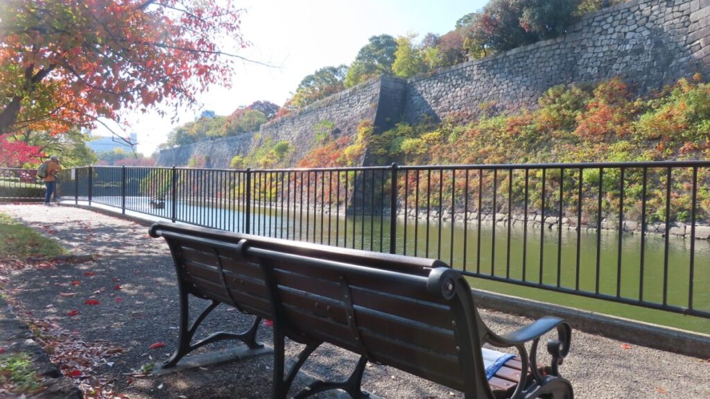Bench facing the moat