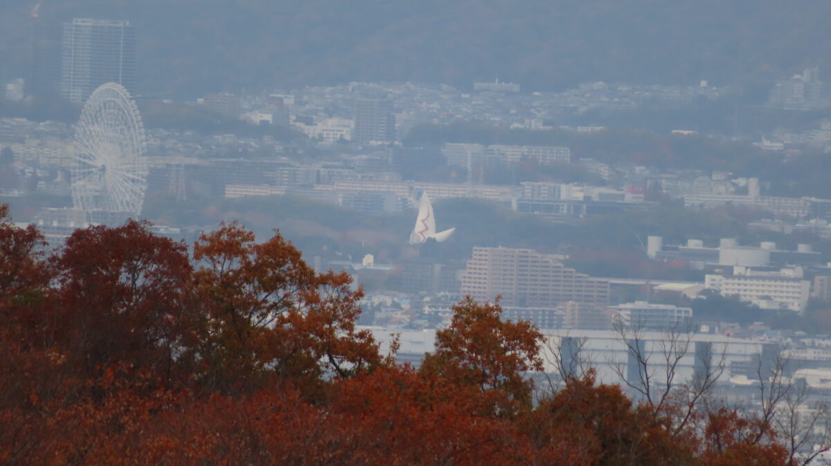 Tower of the Sun seen from Hoshida Park observation deck
