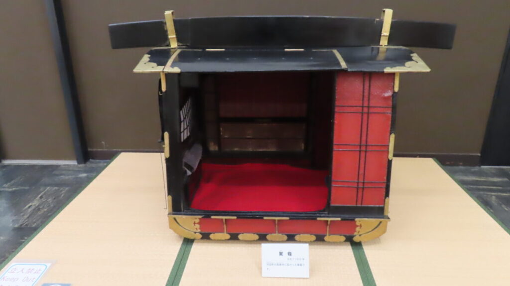 An authentic Edo-period palanquin on display